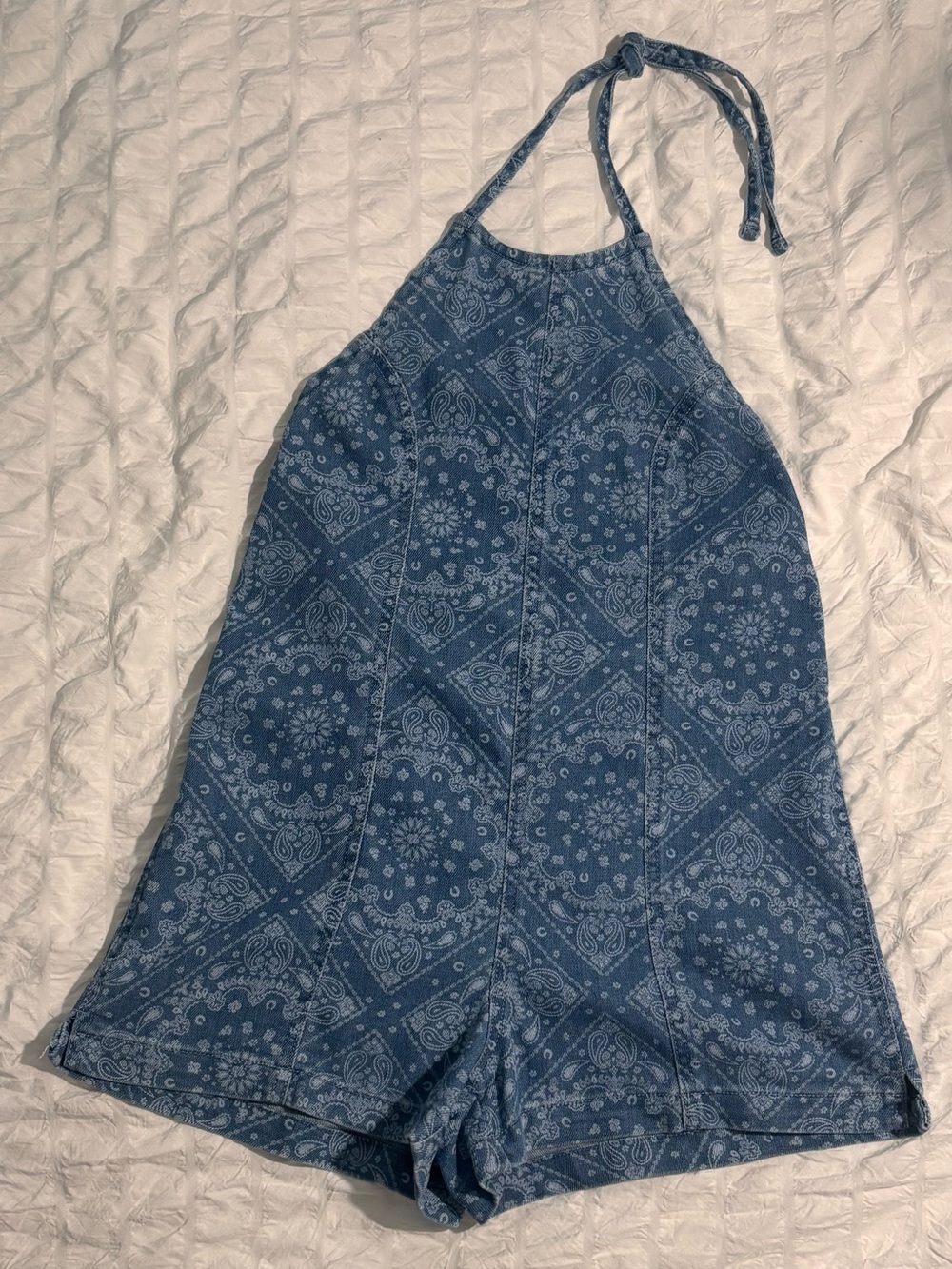Vanilla Star Blue Paisley Halter Romper Size Small